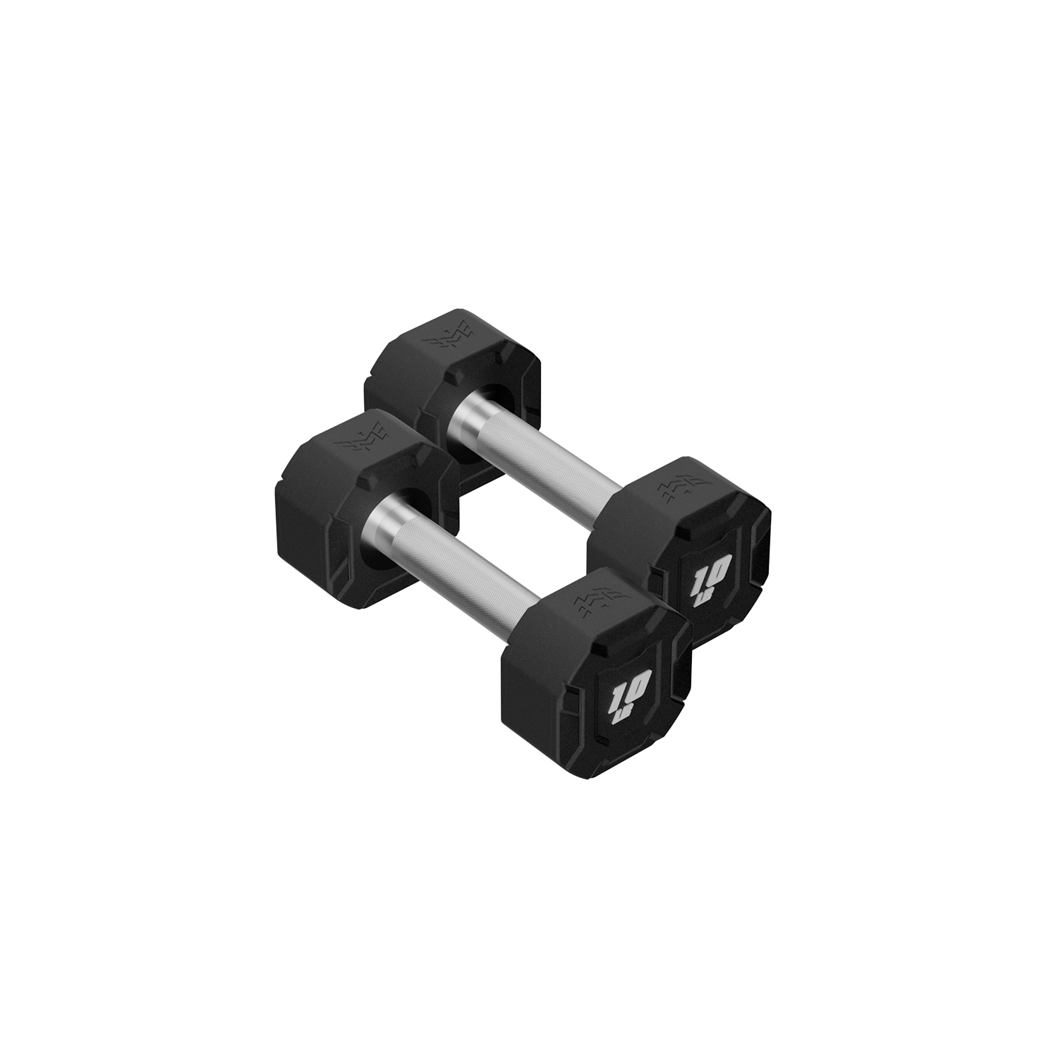 Major Fitness Urethane Octagonal Shield Dumbbells (Commercial-Grade Fixed Polyurethane Free Weights, Anti-Roll Geometry, Medium Volcano Knurled Chrome Handles)
