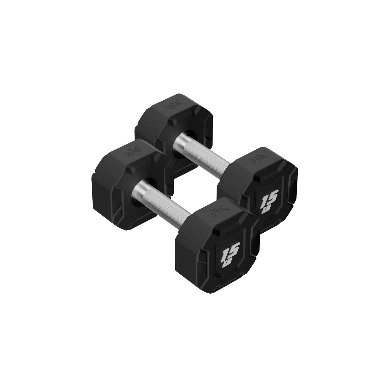 Major Fitness Urethane Octagonal Shield Dumbbells (Commercial-Grade Fixed Polyurethane Free Weights, Anti-Roll Geometry, Medium Volcano Knurled Chrome Handles)