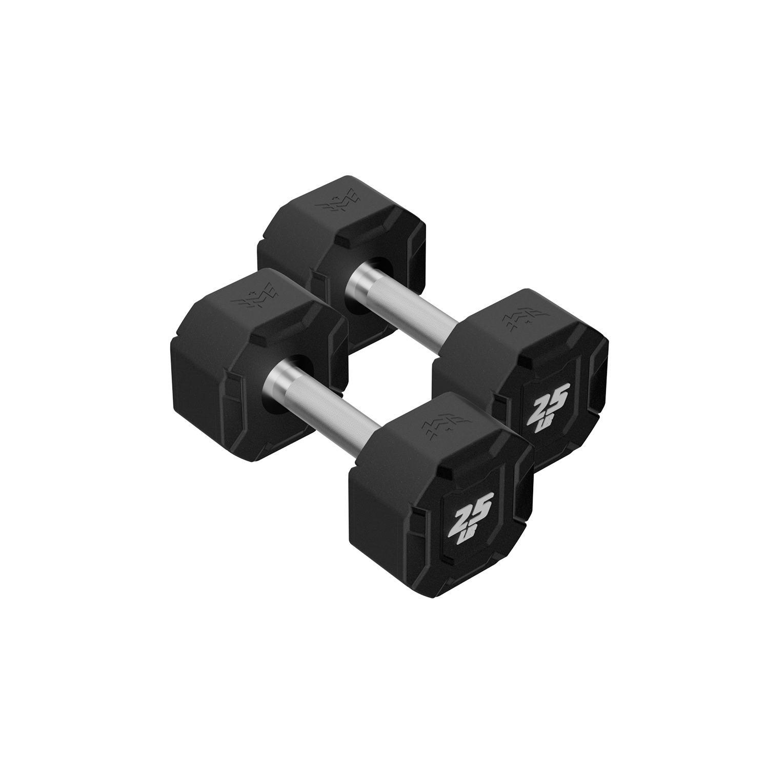 Major Fitness Urethane Octagonal Shield Dumbbells (Commercial-Grade Fixed Polyurethane Free Weights, Anti-Roll Geometry, Medium Volcano Knurled Chrome Handles)