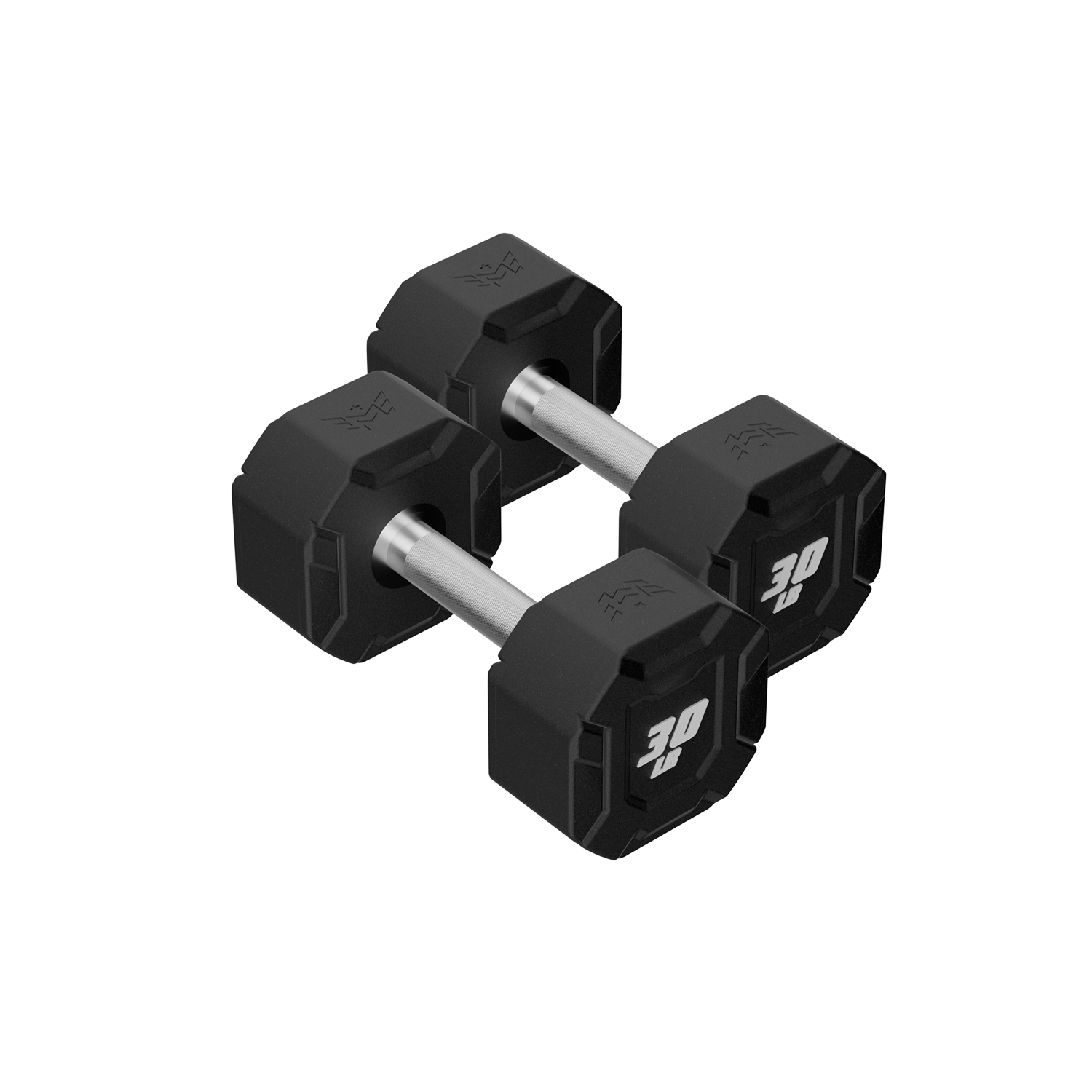 Major Fitness Urethane Octagonal Shield Dumbbells (Commercial-Grade Fixed Polyurethane Free Weights, Anti-Roll Geometry, Medium Volcano Knurled Chrome Handles)