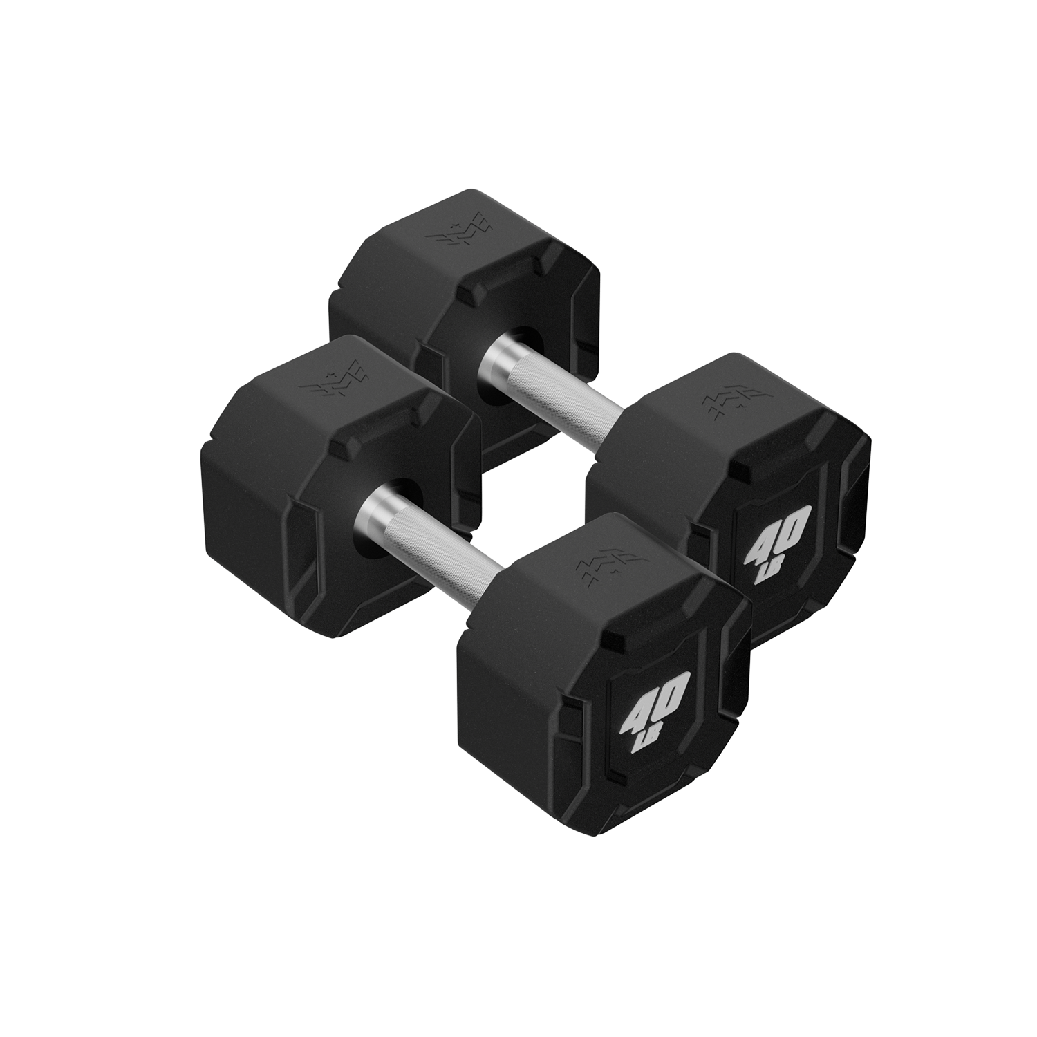 Major Fitness Urethane Octagonal Shield Dumbbells (Commercial-Grade Fixed Polyurethane Free Weights, Anti-Roll Geometry, Medium Volcano Knurled Chrome Handles)