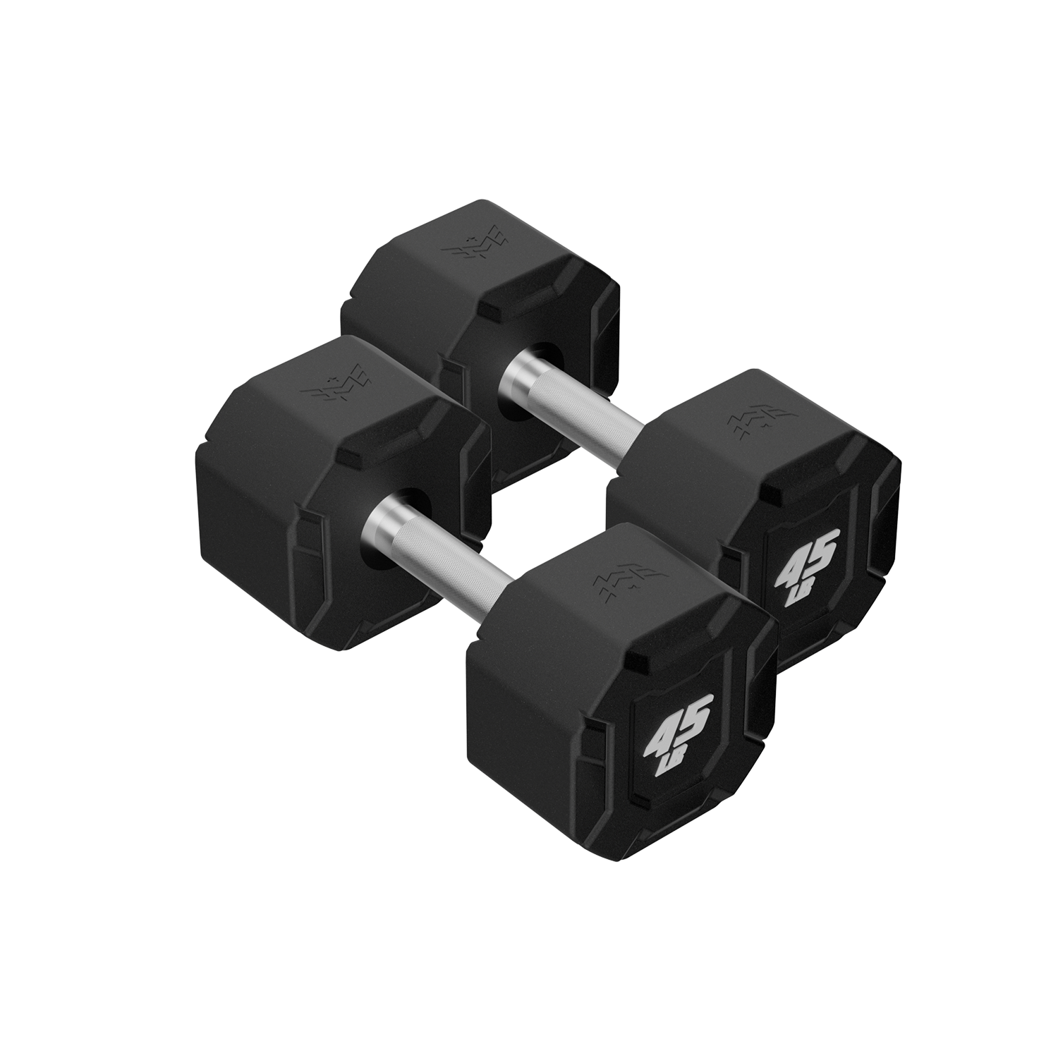 Major Fitness Urethane Octagonal Shield Dumbbells (Commercial-Grade Fixed Polyurethane Free Weights, Anti-Roll Geometry, Medium Volcano Knurled Chrome Handles)