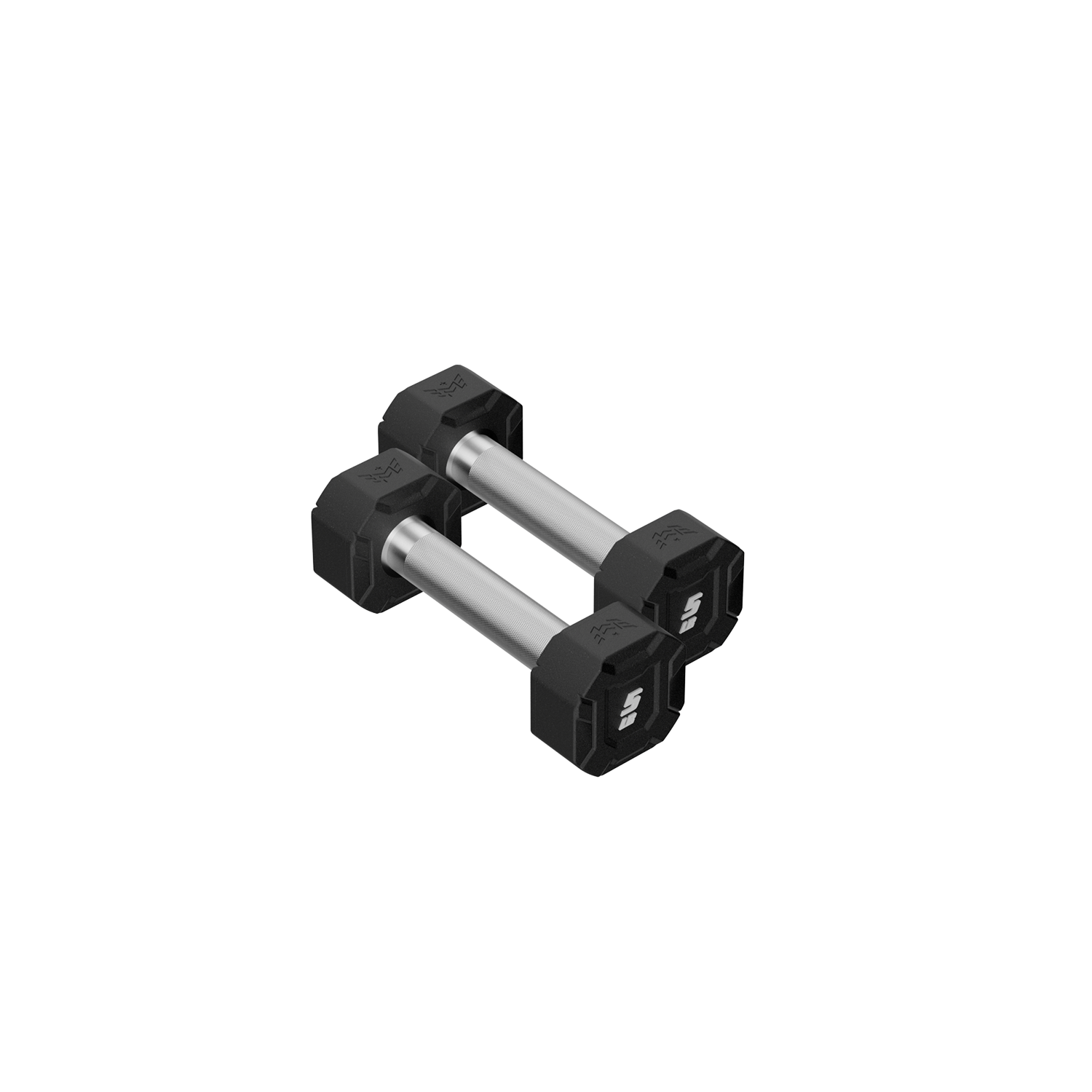 Major Fitness Urethane Octagonal Shield Dumbbells (Commercial-Grade Fixed Polyurethane Free Weights, Anti-Roll Geometry, Medium Volcano Knurled Chrome Handles)