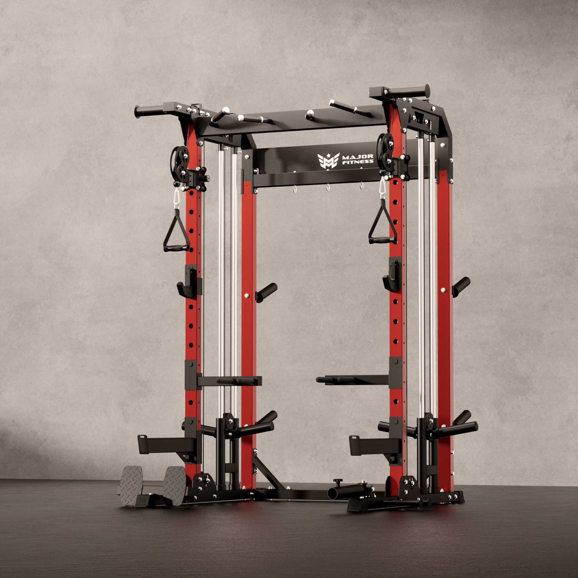 Major Fitness Raptor F22 All-In-One Home Gym Power Rack (Plate-Loaded Half-Rack Multi-Trainer, Dual Cable Pulley Crossover & Squat Cage)