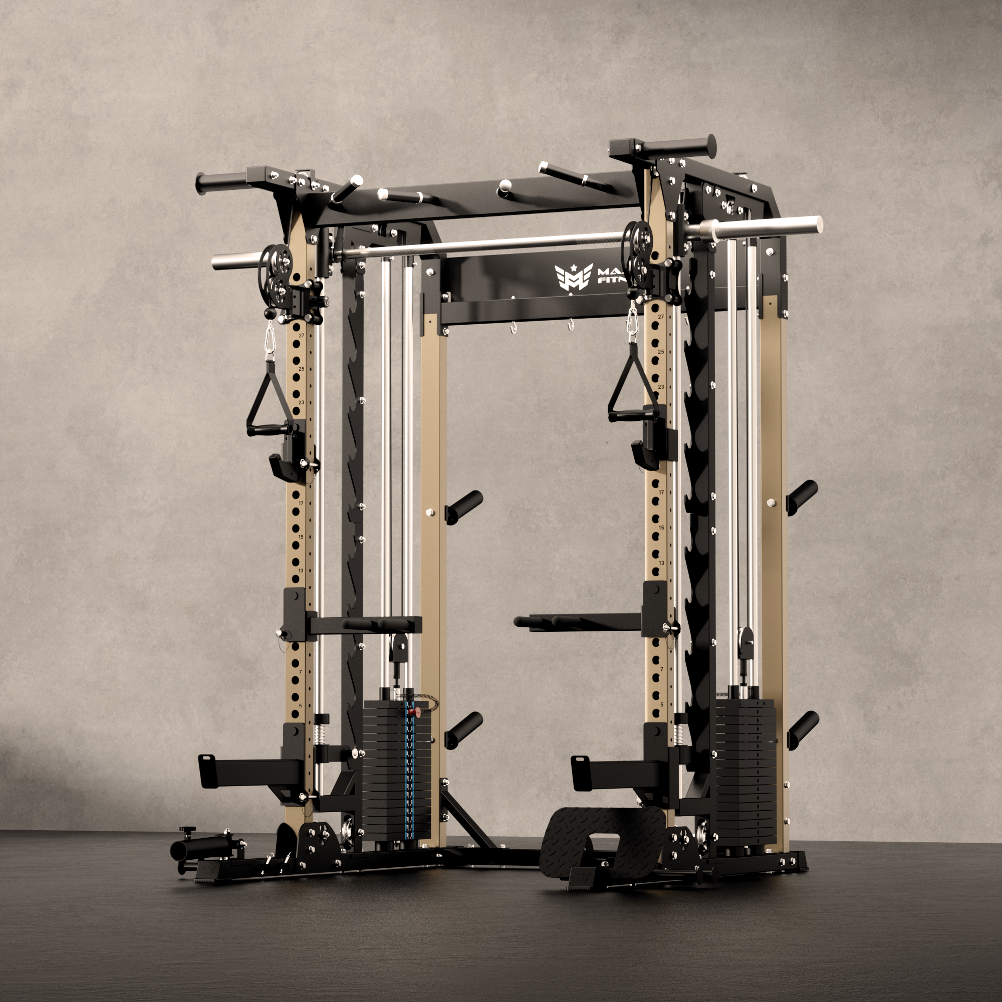 Major Fitness Spirit B52 All-In-One Home Gym Smith Machine (Plate-Loaded Multi-Functional Power Rack, Dual Cable Pulley & Squat Cage)