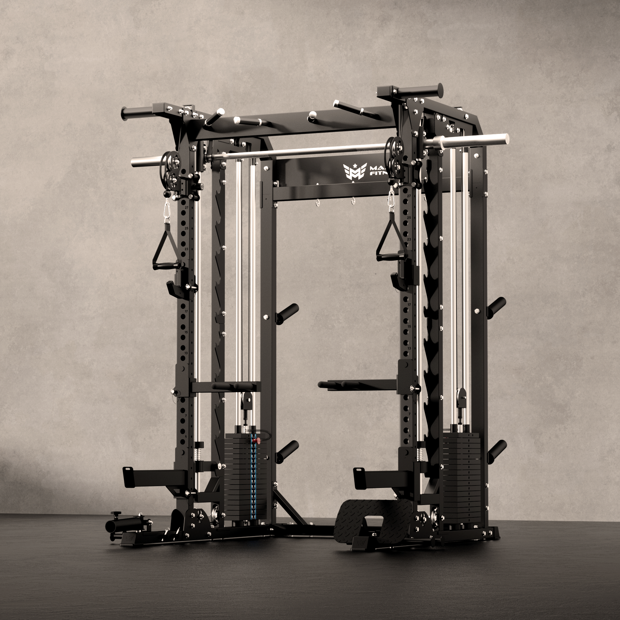 Major Fitness Spirit B52 All-In-One Home Gym Smith Machine (Plate-Loaded Multi-Functional Power Rack, Dual Cable Pulley & Squat Cage)