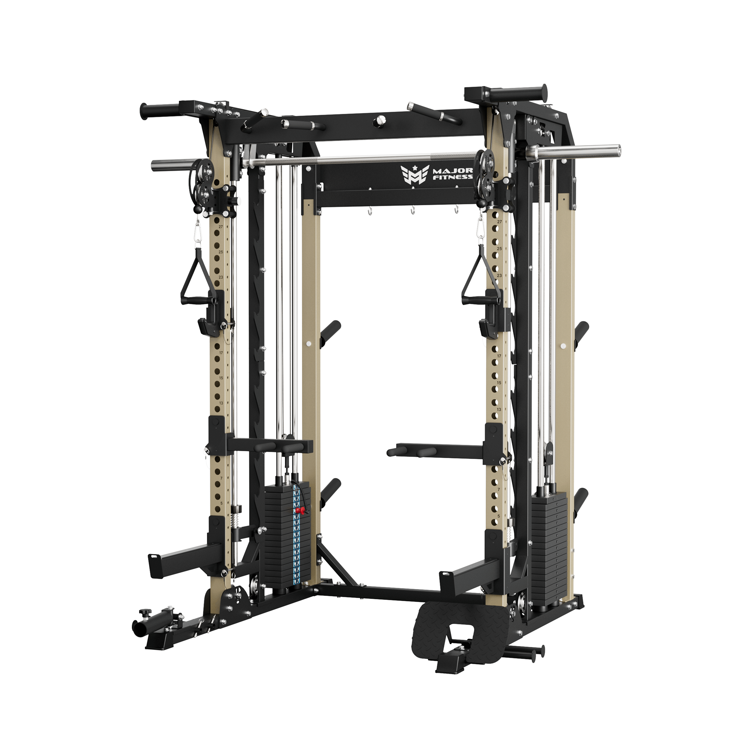 Major Fitness Spirit B52 All-In-One Home Gym Smith Machine (Plate-Loaded Multi-Functional Power Rack, Dual Cable Pulley & Squat Cage)