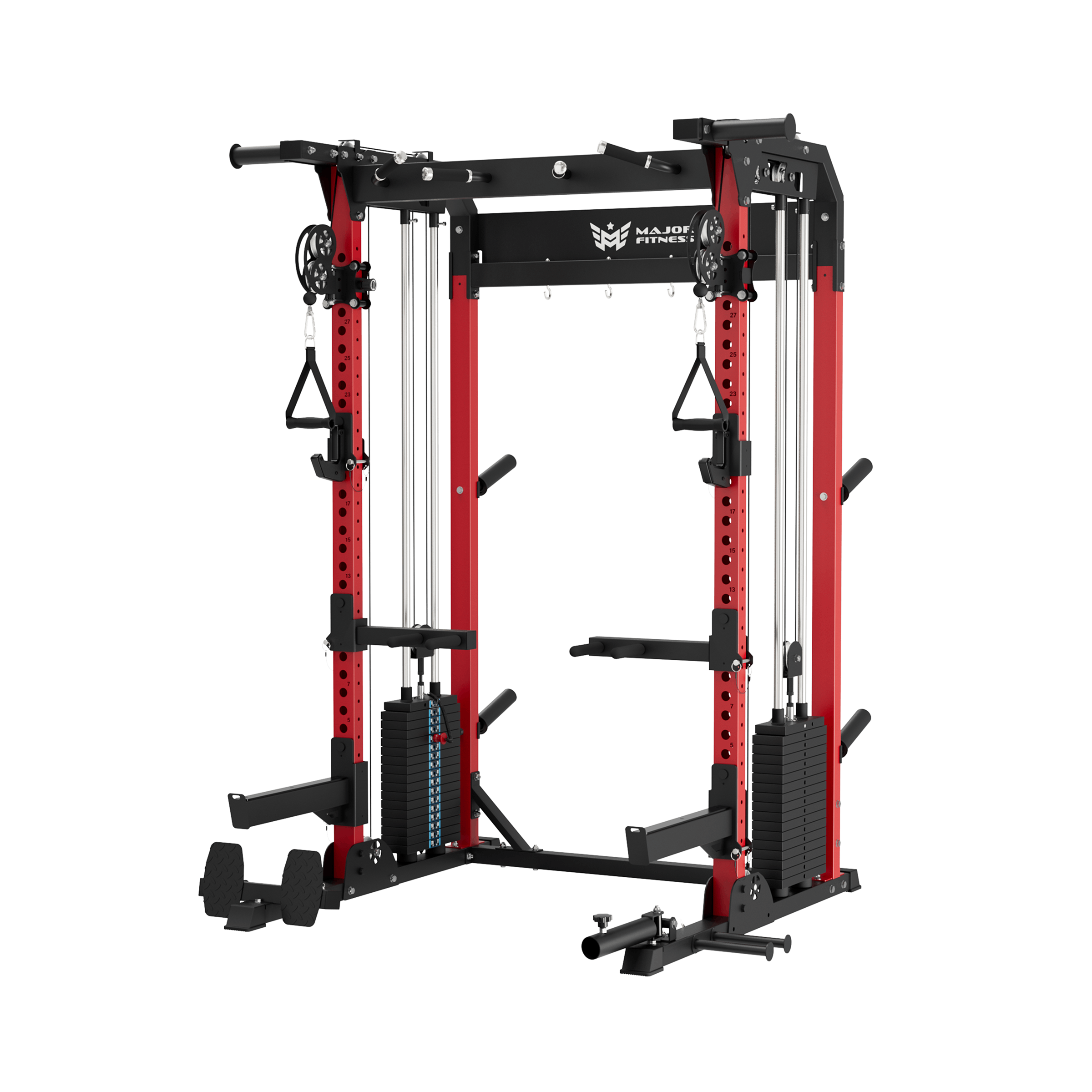 Major Fitness Raptor F22 All-In-One Home Gym Power Rack (Plate-Loaded Half-Rack Multi-Trainer, Dual Cable Pulley Crossover & Squat Cage)