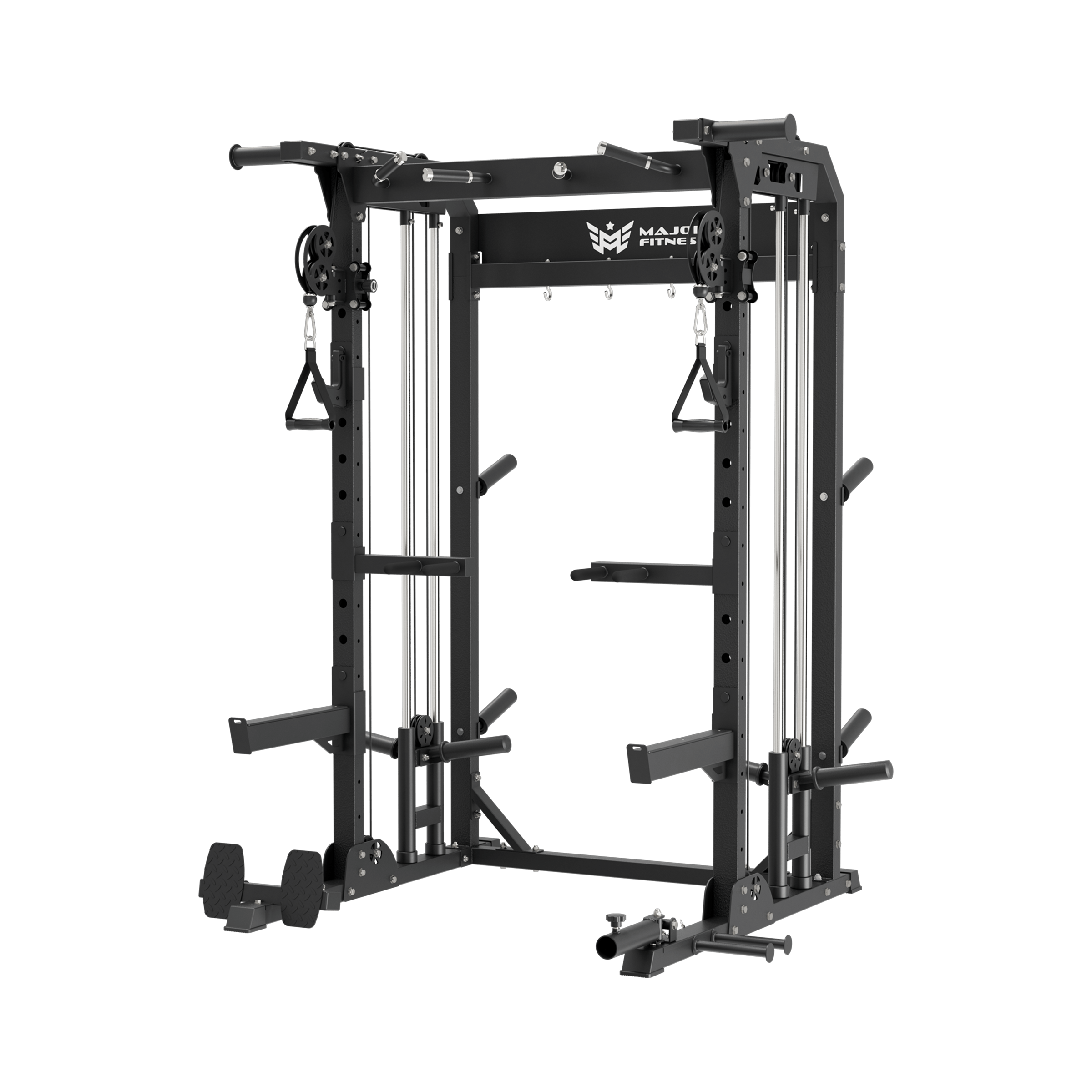 Major Fitness Raptor F22 All-In-One Home Gym Power Rack (Plate-Loaded Half-Rack Multi-Trainer, Dual Cable Pulley Crossover & Squat Cage)