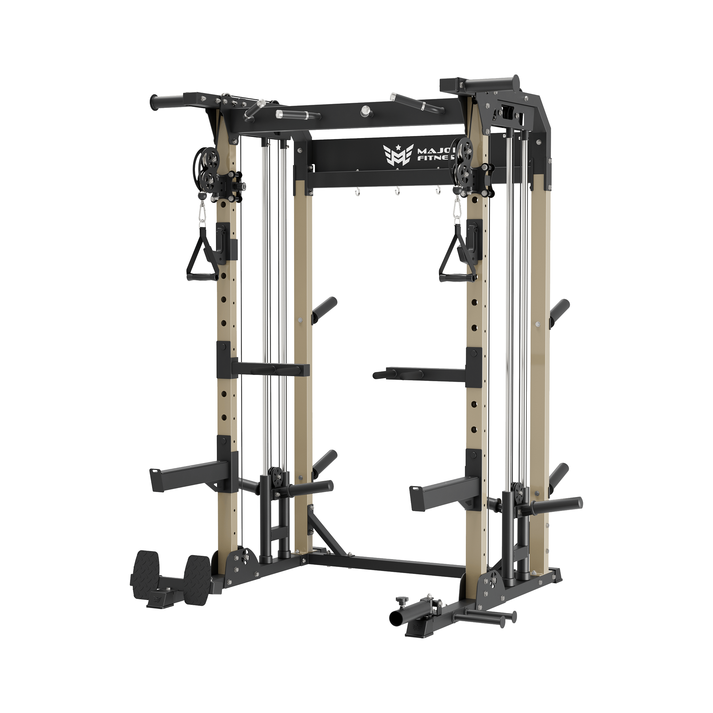 Major Fitness Raptor F22 All-In-One Home Gym Power Rack (Plate-Loaded Half-Rack Multi-Trainer, Dual Cable Pulley Crossover & Squat Cage)