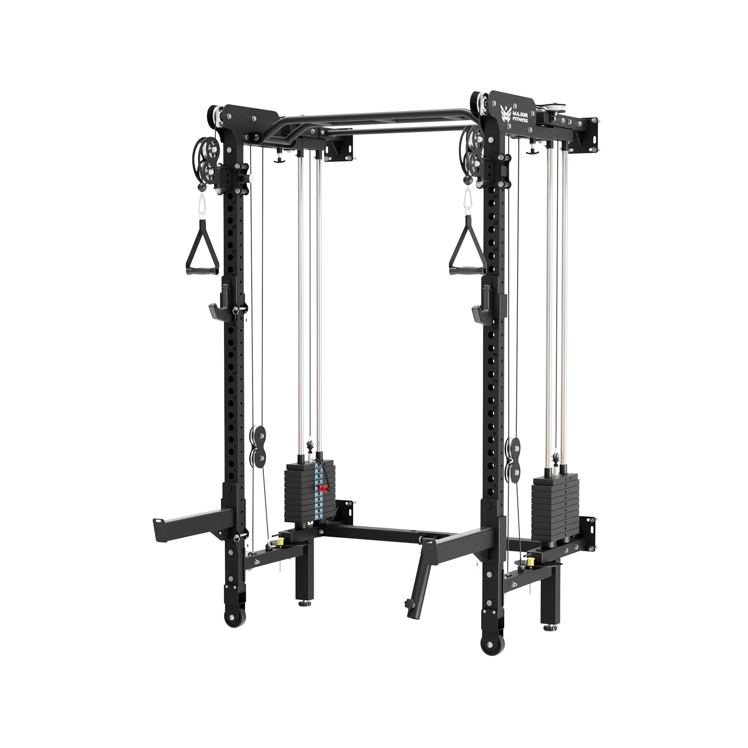 Major Fitness F35 All-In-One Wall-Mount Folding Power Rack (Space-Saving 4-in-1 Strength System, Independent Dual Cable Pulley, Squat Cage & Landmine)