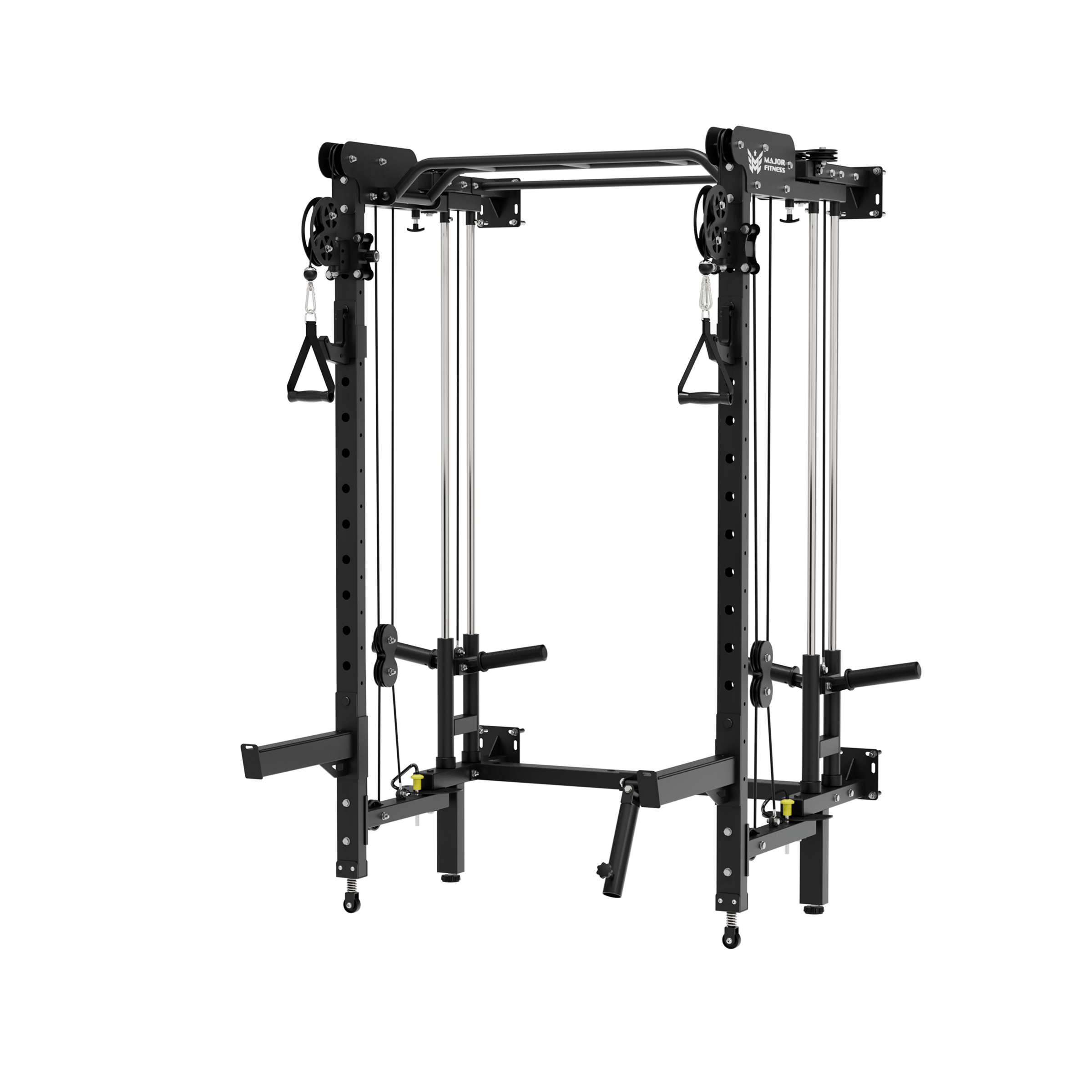Major Fitness F35 All-In-One Wall-Mount Folding Power Rack (Space-Saving 4-in-1 Strength System, Independent Dual Cable Pulley, Squat Cage & Landmine)