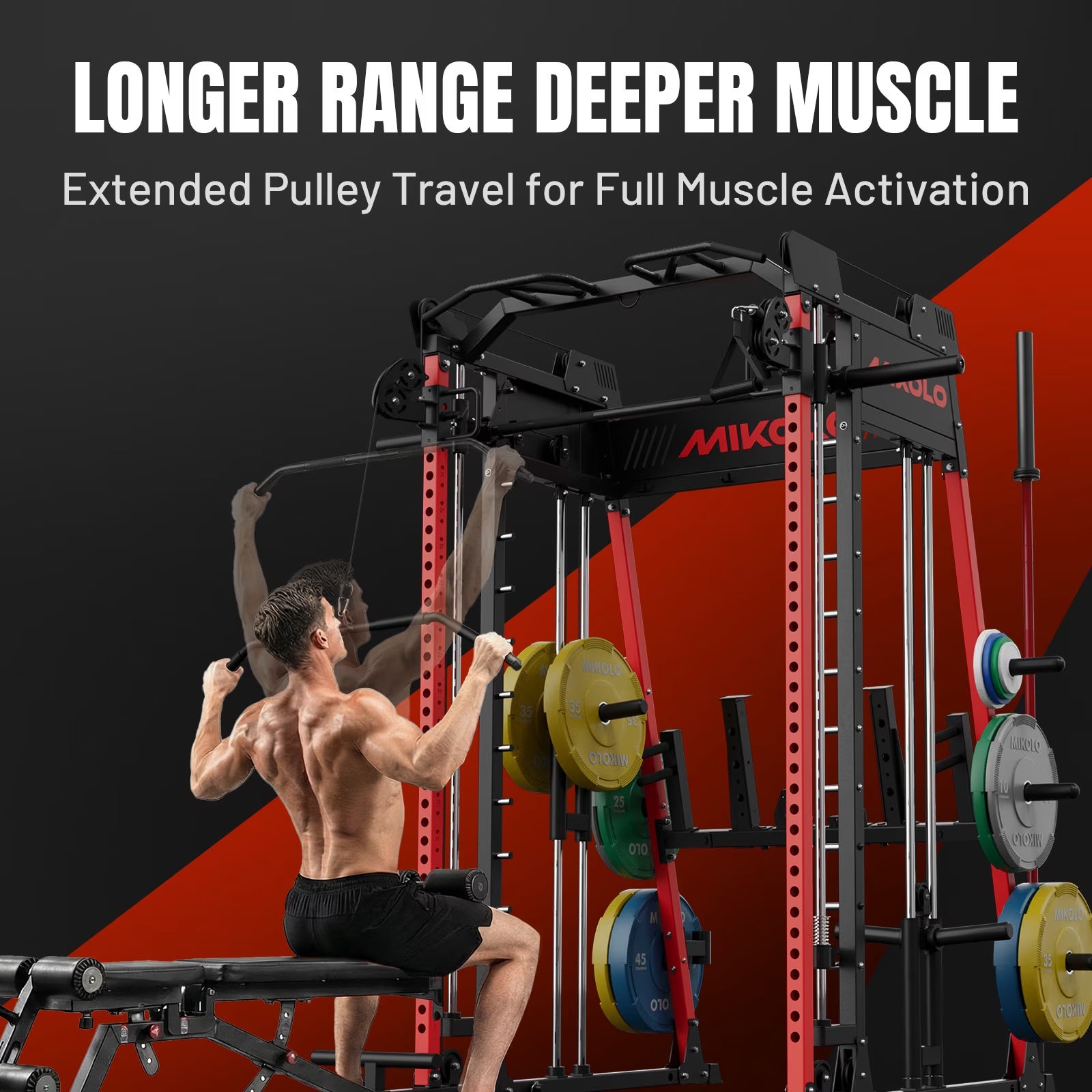 M11 Smith Machine, Complete Starter Home Gym Package, 2200 Lbs Power Rack with 230LBS Plates and Weight Bench, Total Body Strength Training Cage