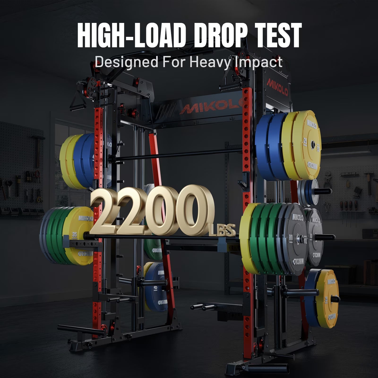 M11 Smith Machine, Complete Starter Home Gym Package, 2200 Lbs Power Rack with 230LBS Plates and Weight Bench, Total Body Strength Training Cage