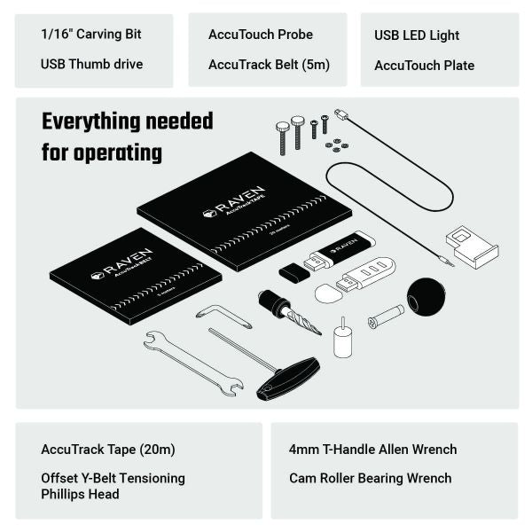 CarveWright RAVEN CNC Router Prop Makers Bundle (Three-Axis 3D Desktop Carving System, Specialized Modeling & Slicing Software Suite, PRO Bit Set, Rotary Jig & Sanding Mop)