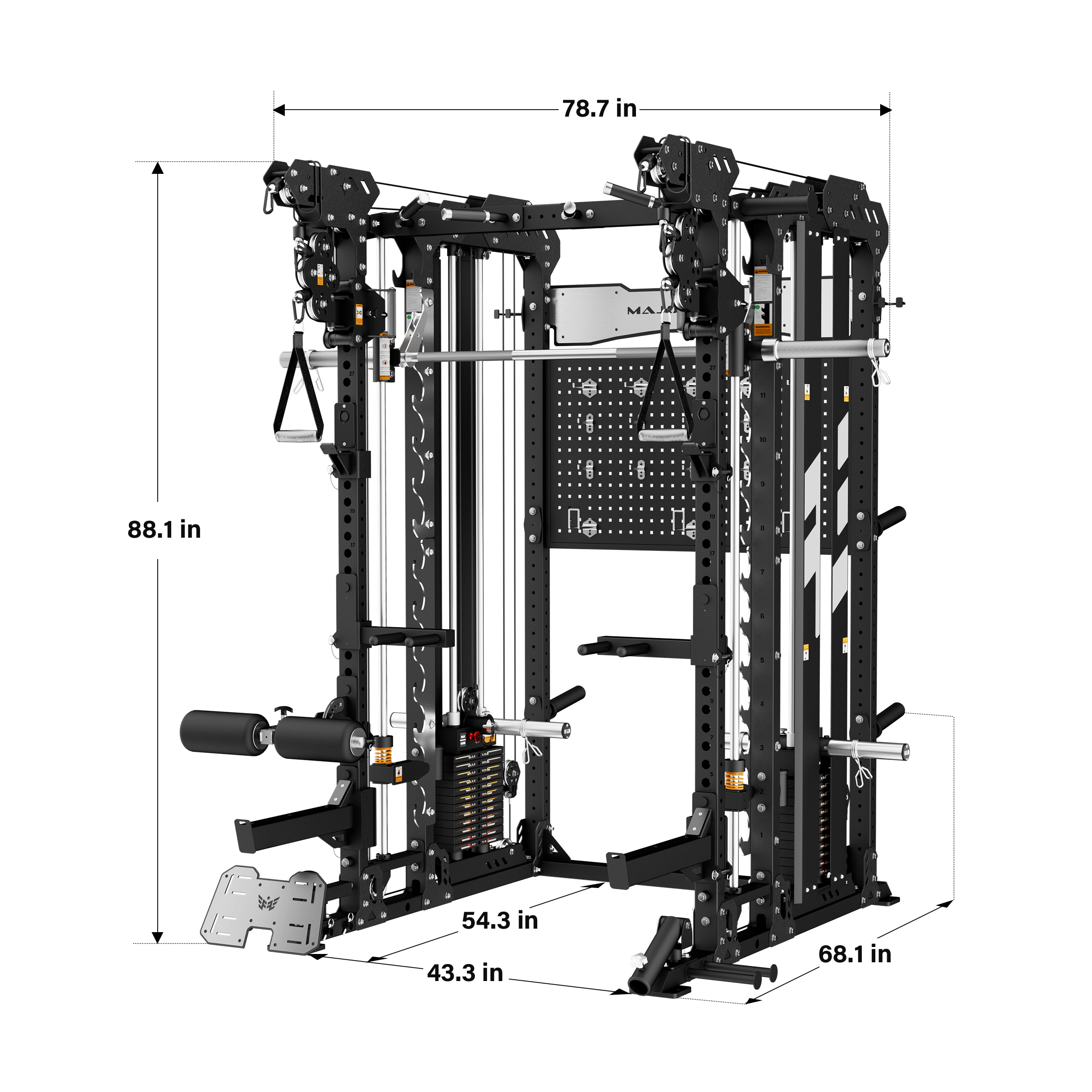 Major Fitness Heritage Series B17 All-In-One Functional Trainer with Smith Machine (Dual Stack Multi-Functional Power Rack, Light-Commercial Squat Cage)