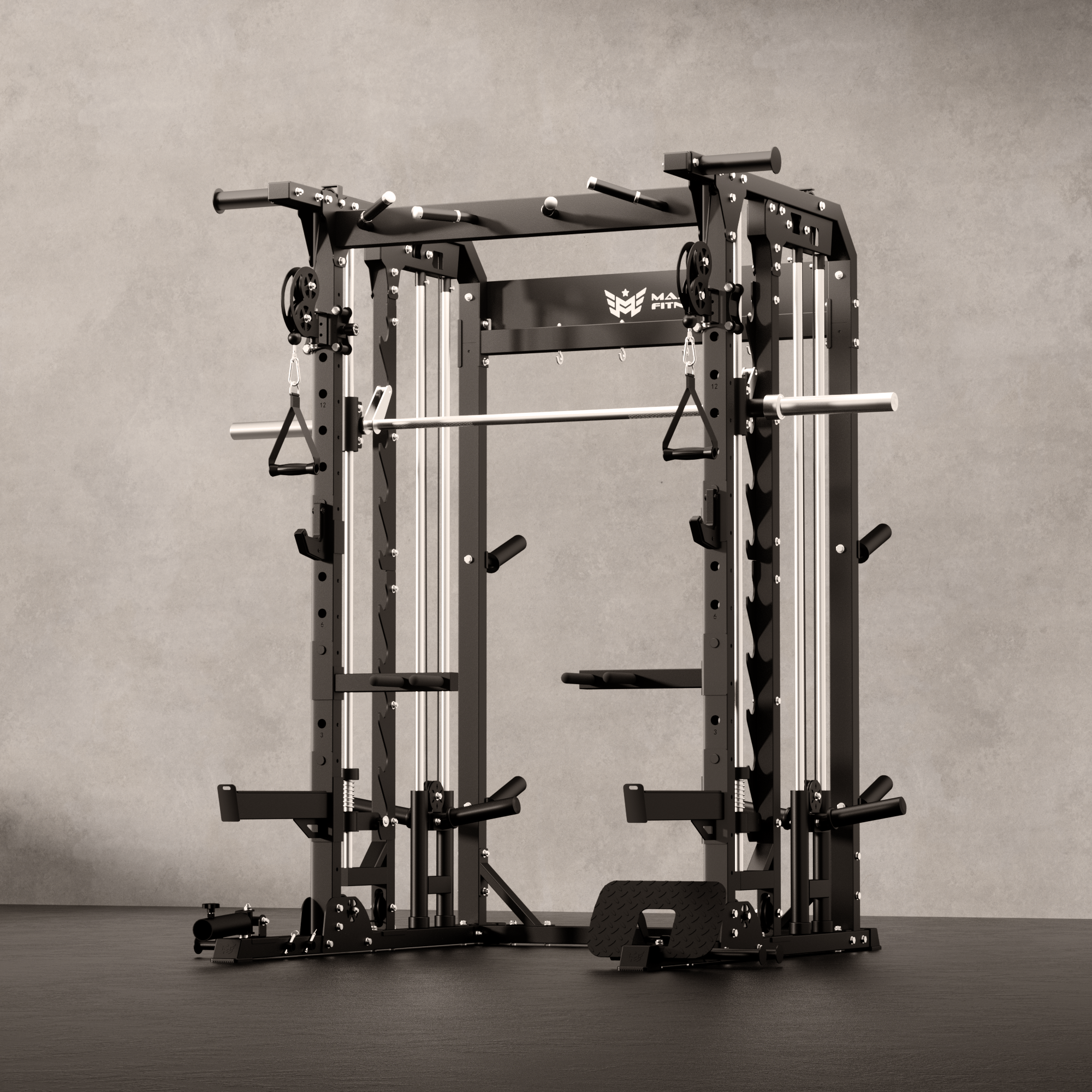 Major Fitness Spirit B52 All-In-One Home Gym Smith Machine (Plate-Loaded Multi-Functional Power Rack, Dual Cable Pulley & Squat Cage)