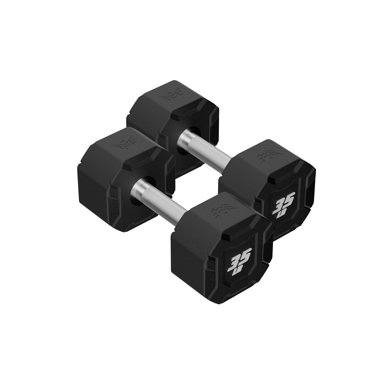 Major Fitness Urethane Octagonal Shield Dumbbells (Commercial-Grade Fixed Polyurethane Free Weights, Anti-Roll Geometry, Medium Volcano Knurled Chrome Handles)