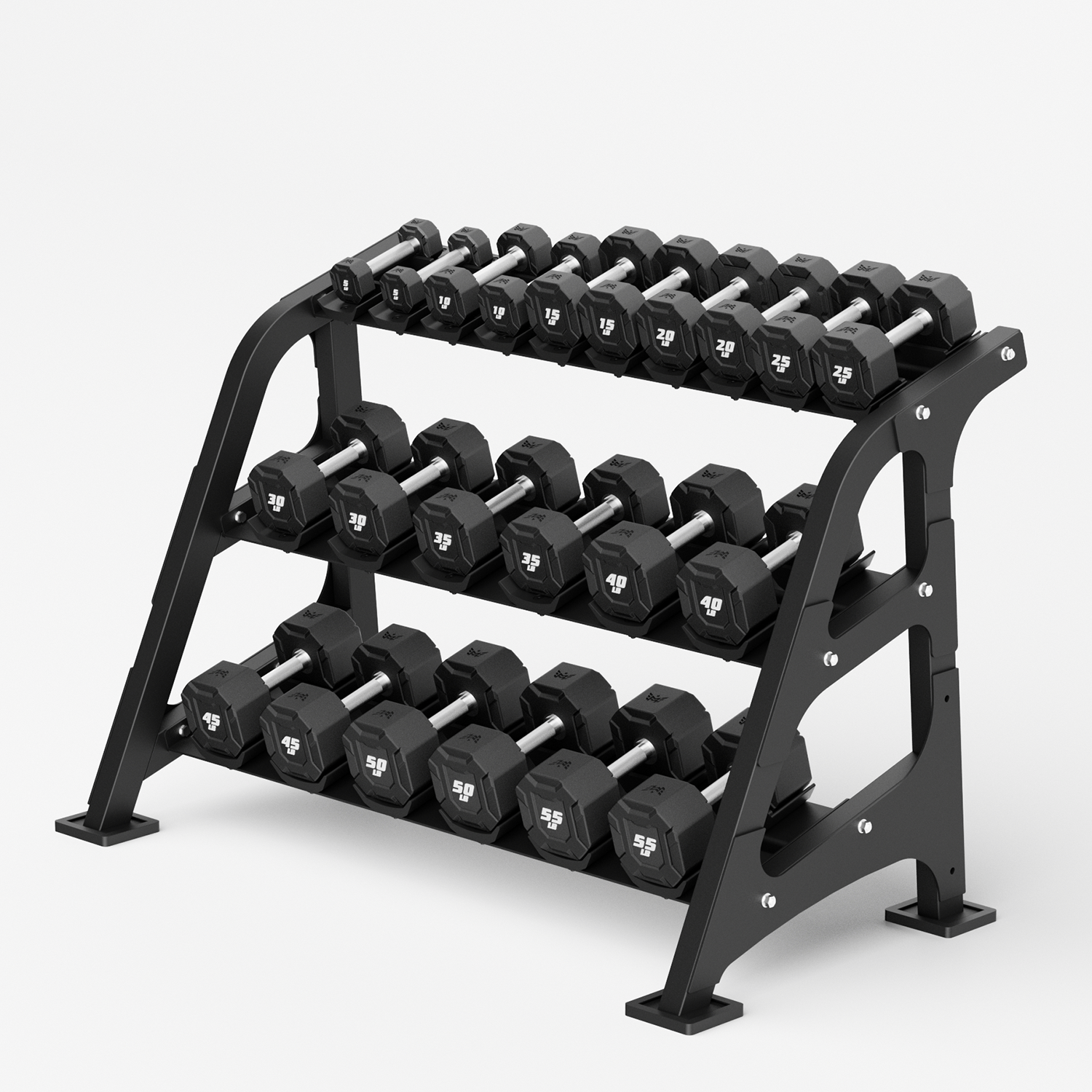 Major Fitness Urethane Octagonal Shield Dumbbells (Commercial-Grade Fixed Polyurethane Free Weights, Anti-Roll Geometry, Medium Volcano Knurled Chrome Handles)