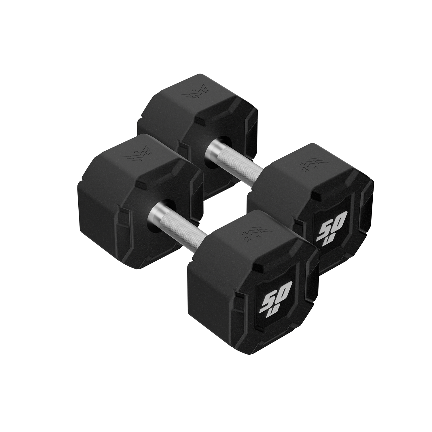 Major Fitness Urethane Octagonal Shield Dumbbells (Commercial-Grade Fixed Polyurethane Free Weights, Anti-Roll Geometry, Medium Volcano Knurled Chrome Handles)