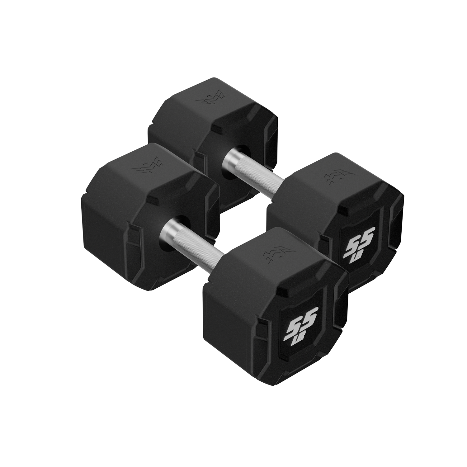 Major Fitness Urethane Octagonal Shield Dumbbells (Commercial-Grade Fixed Polyurethane Free Weights, Anti-Roll Geometry, Medium Volcano Knurled Chrome Handles)