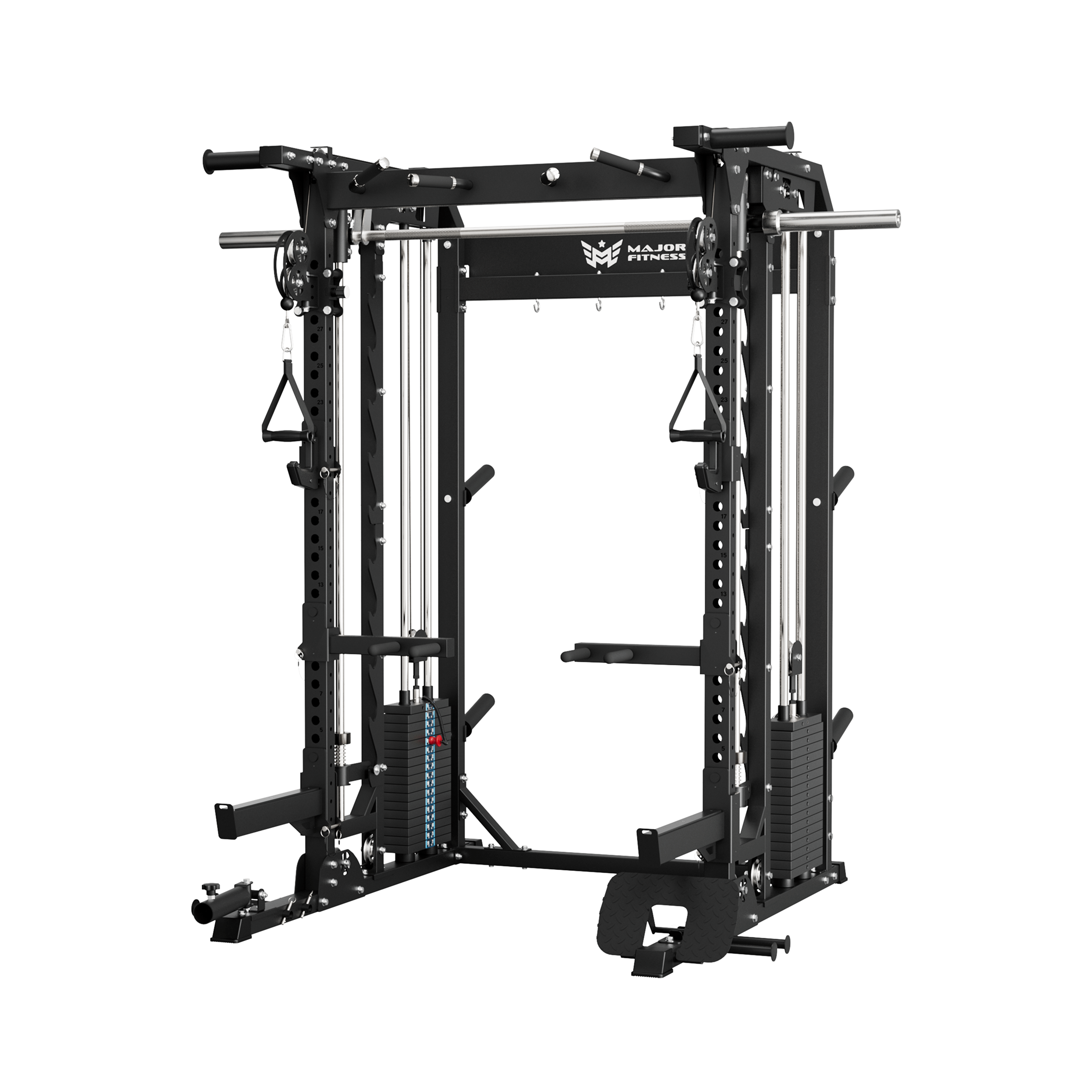 Major Fitness Spirit B52 All-In-One Home Gym Smith Machine (Plate-Loaded Multi-Functional Power Rack, Dual Cable Pulley & Squat Cage)