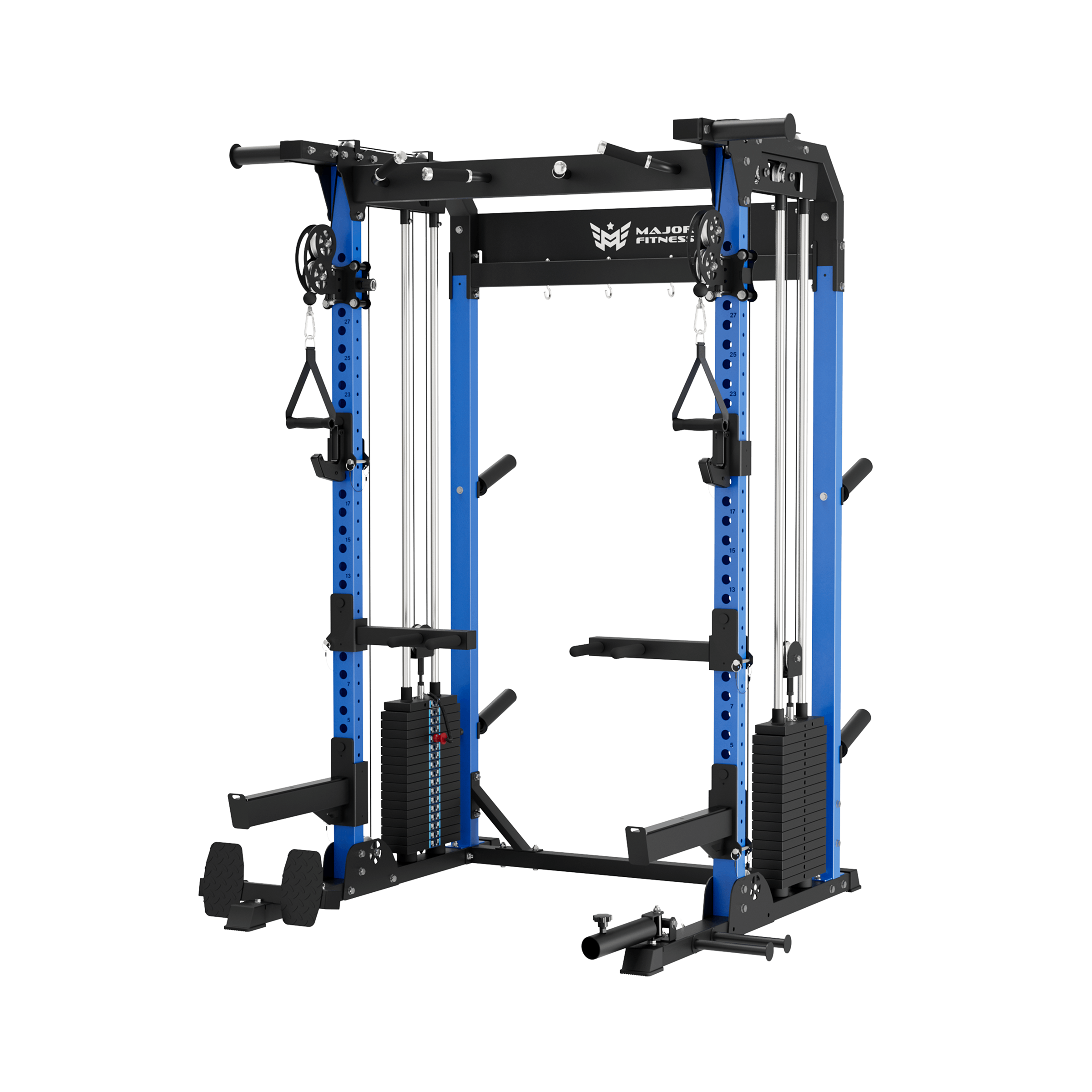 Major Fitness Raptor F22 All-In-One Home Gym Power Rack (Plate-Loaded Half-Rack Multi-Trainer, Dual Cable Pulley Crossover & Squat Cage)