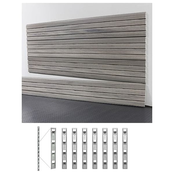 storeWALL 8' Standard Duty Slatwall Case (4-Panels) + InstallStrips by My Garage Supplies