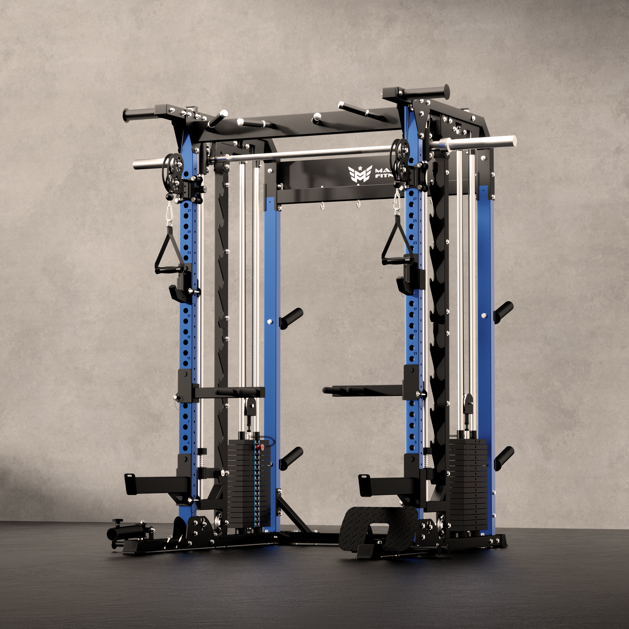 Major Fitness Spirit B52 All-In-One Home Gym Smith Machine (Plate-Loaded Multi-Functional Power Rack, Dual Cable Pulley & Squat Cage)