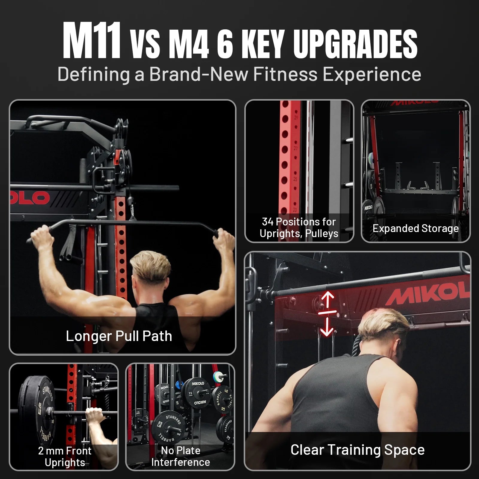M11 Smith Machine, Complete Starter Home Gym Package, 2200 Lbs Power Rack with 230LBS Plates and Weight Bench, Total Body Strength Training Cage