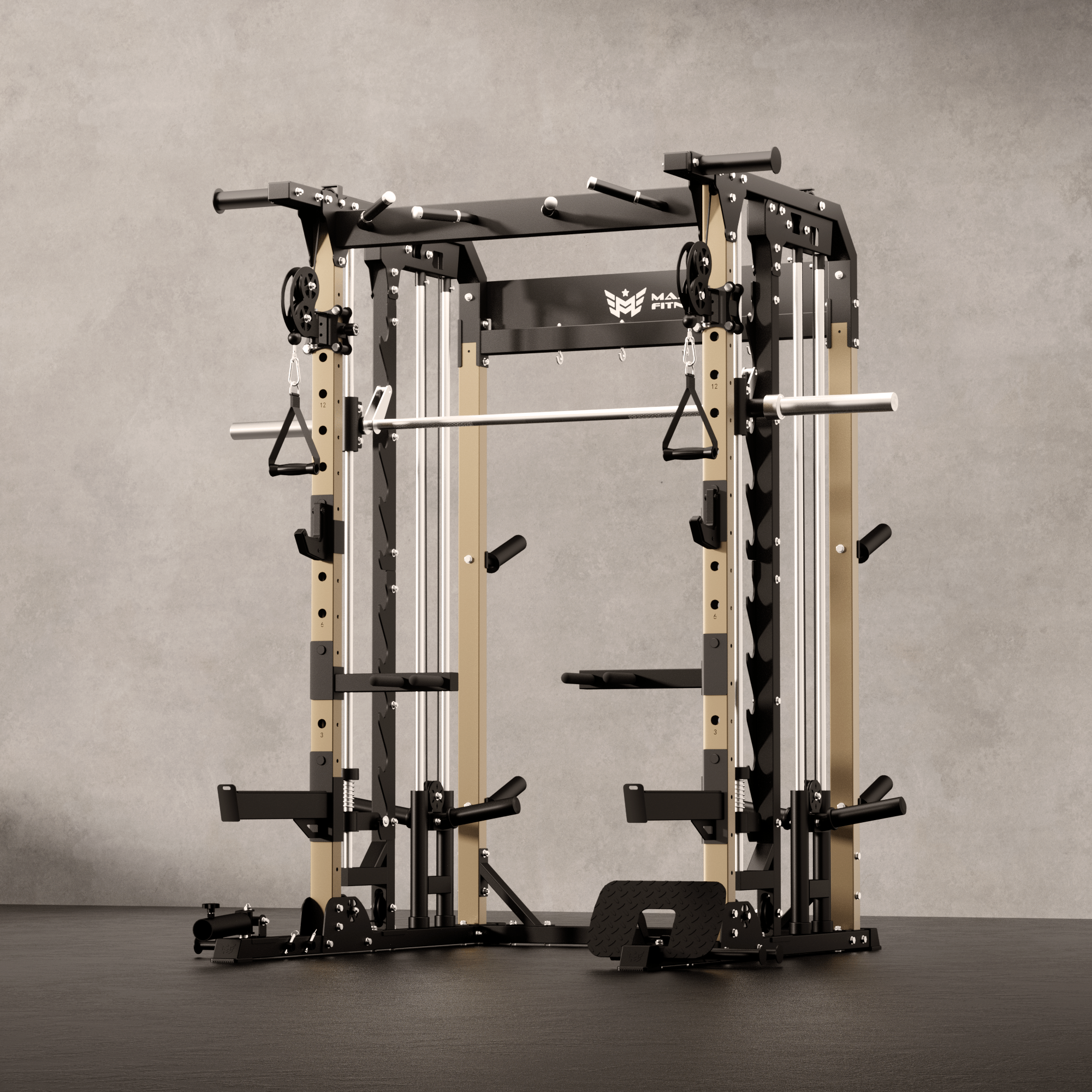 Major Fitness Spirit B52 All-In-One Home Gym Smith Machine (Plate-Loaded Multi-Functional Power Rack, Dual Cable Pulley & Squat Cage)